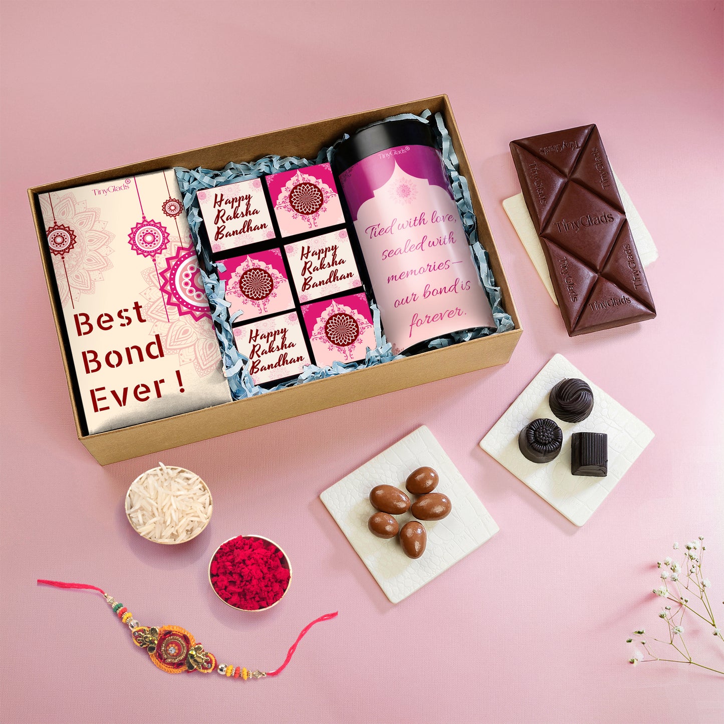 All-in-One Premium Rakhi Gift Box with Chocolates & Tilak