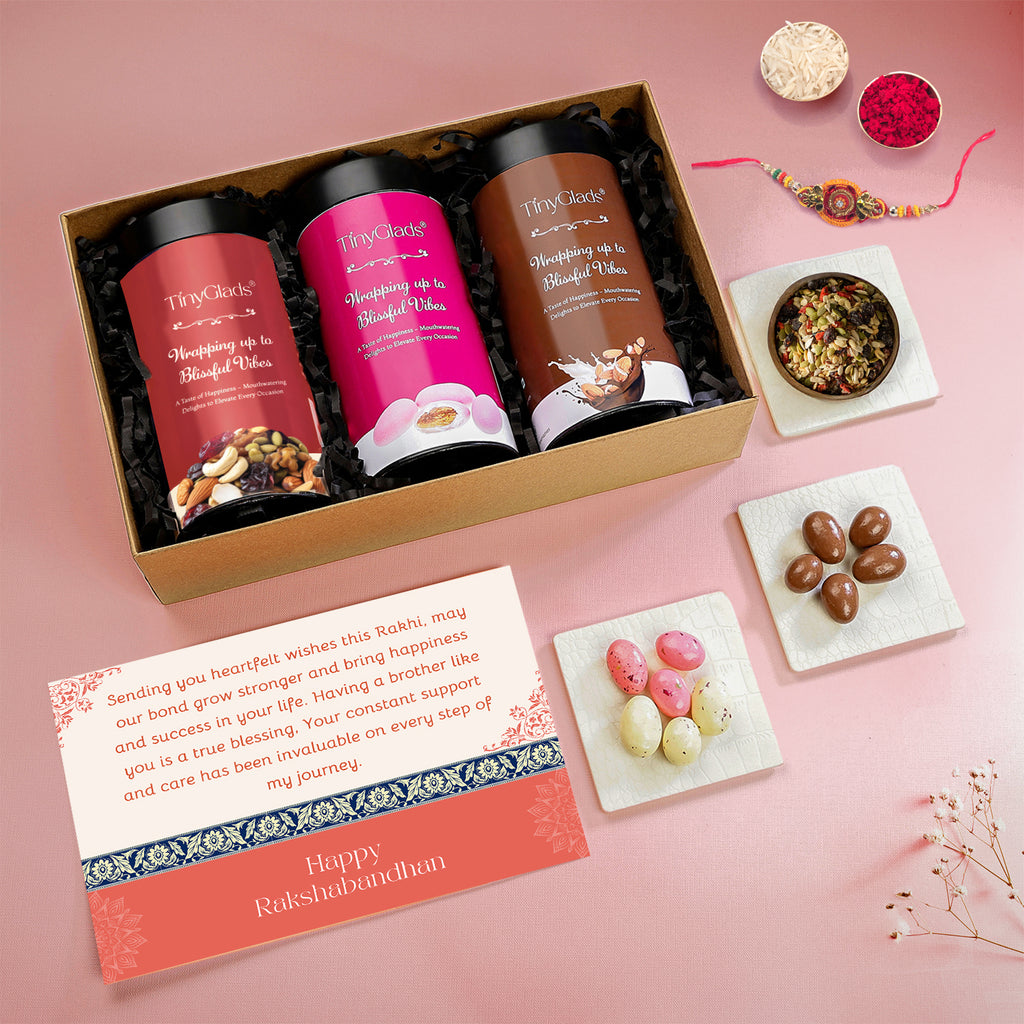 Premium Rakhi Gift Box with Chocolate Jars & Tilak