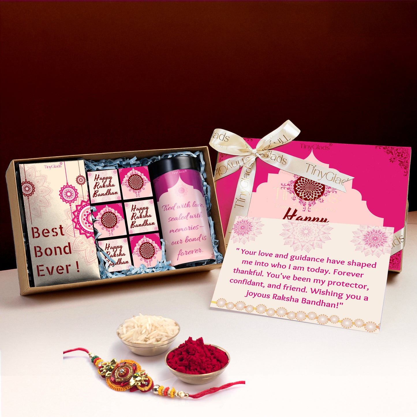 All-in-One Premium Rakhi Gift Box with Chocolates & Tilak