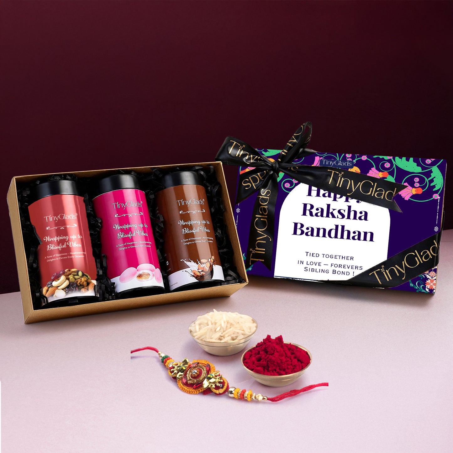 Premium Rakhi Gift Box with Chocolate Jars & Tilak