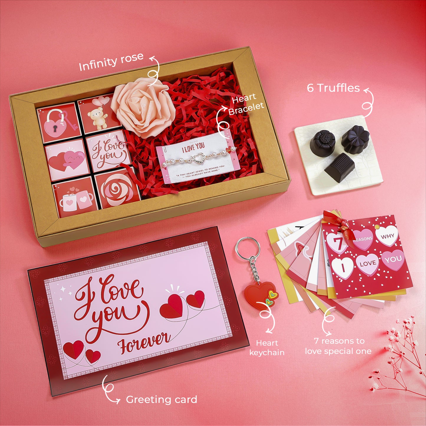 Premium Love Hamper with Rose, Truffles & Greeting Card