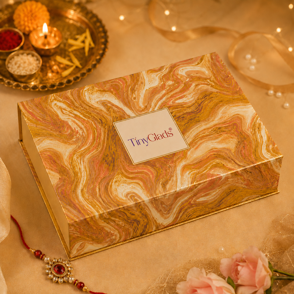 TinyGlads Executive Rakhi Gift Hamper | Watch, Belt, Chocolate Bar & 7 Chakra Bracelet