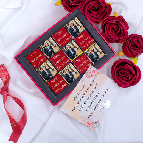 Personalized Happy Anniversary My Love - 12 Chocolate Truffles Box