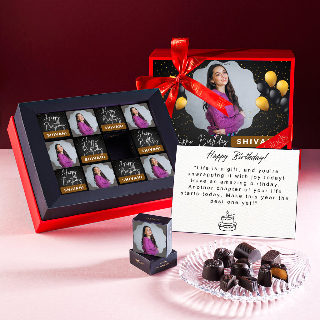 Birthday Chocolate with Photo Personalised Box