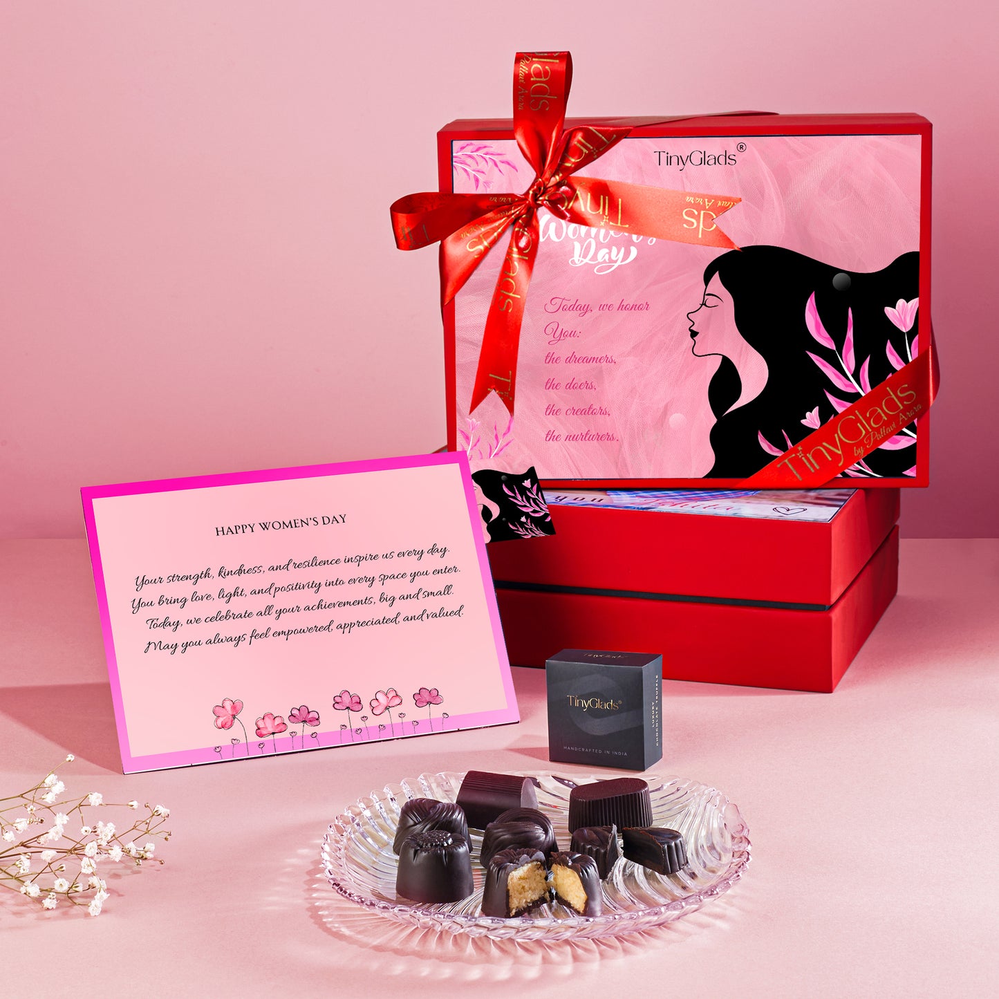 TinyGlads Women's Day Premium Chocolate Gift Box | 12 Assorted Center-Filled Truffles
