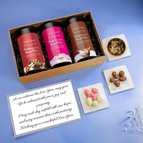 TinyGlads Happy New Year Chocolate Gift Hamper | 3 Premium Jars