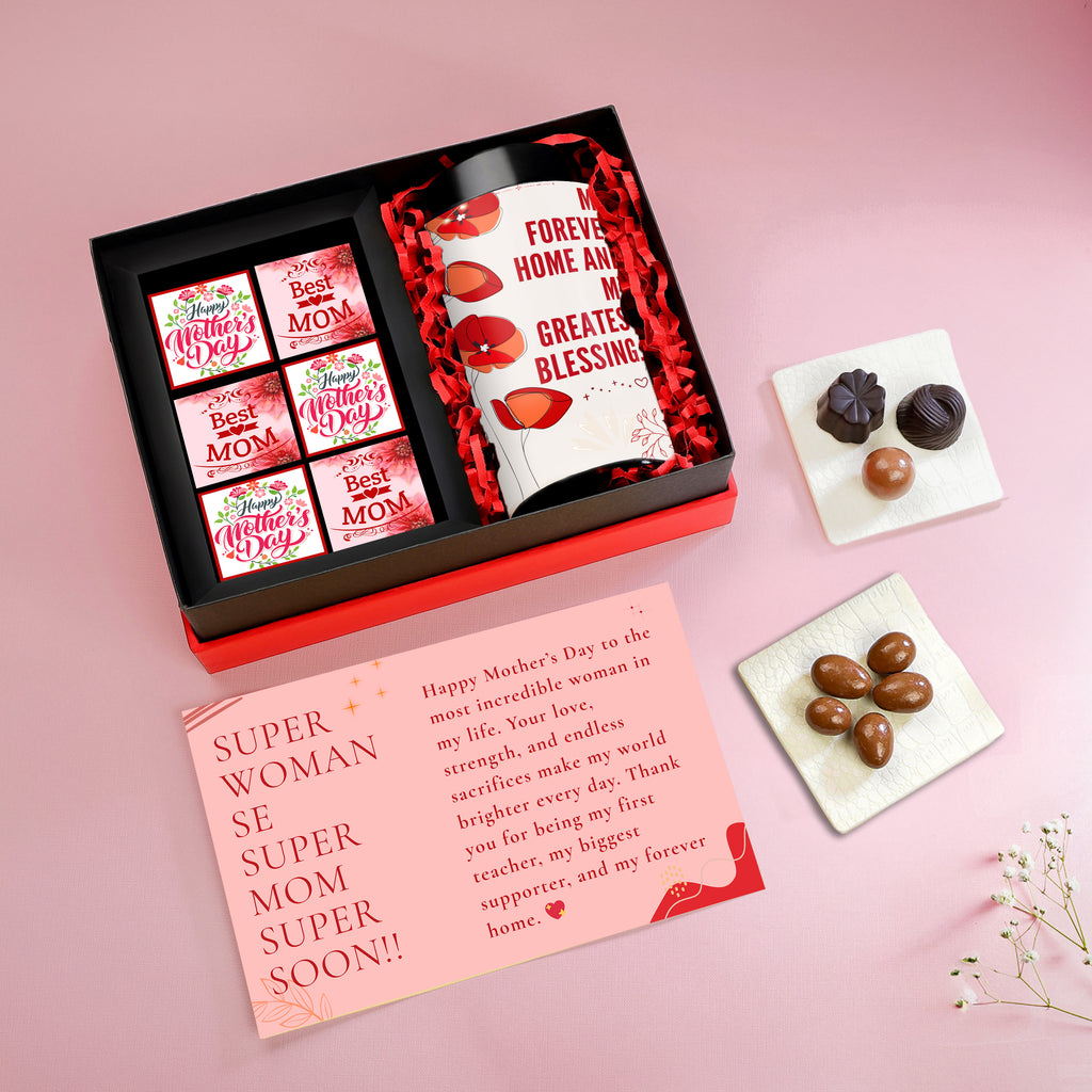 Chocolate Gift Combo for Mom with Jar & Message Card