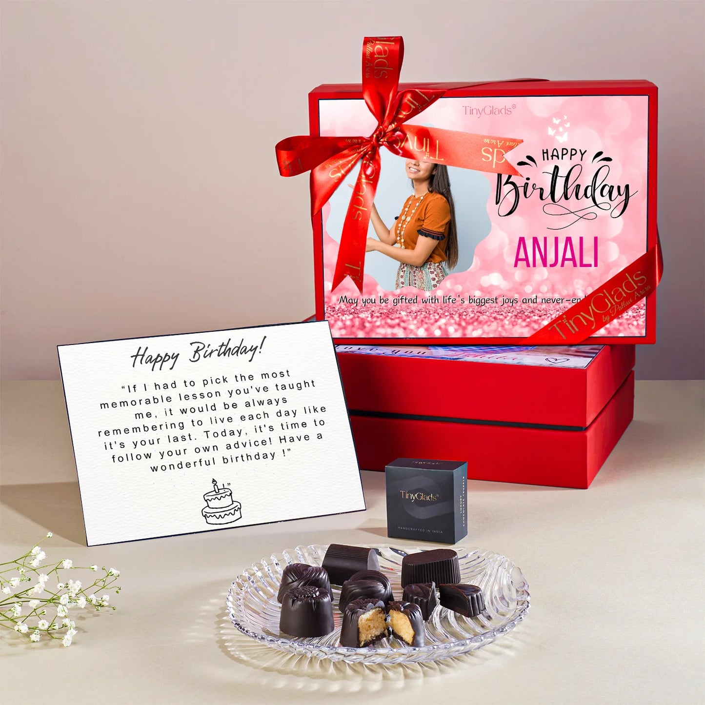 Birthday Gift Chocolate Box with Personalised Photo Top