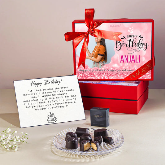 Birthday Gift Chocolate Box with Personalised Photo Top