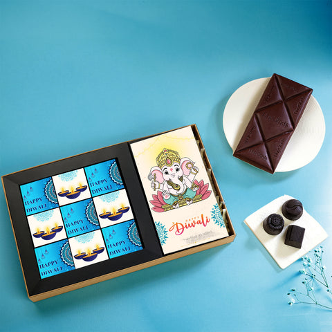 Ganpati Diwali Chocolate Gift Box – 1 Bar & 9 Truffles