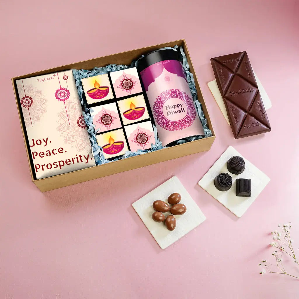 Diwali Chocolate Gift Box – Jar, 6 Truffles & Bar