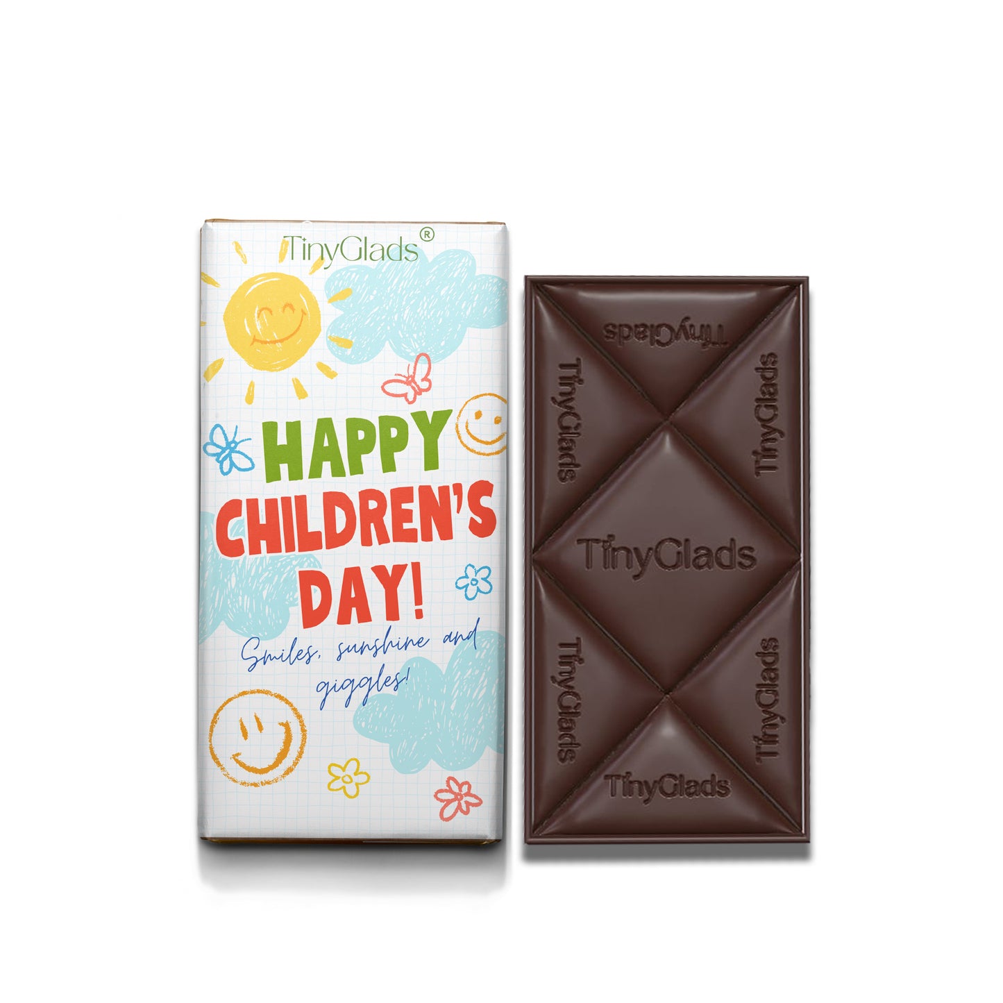 TinyGlads Smiles & Sunshine Chocolate Bar | Kids Celebration Collection | 80g