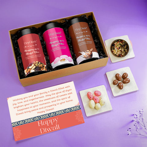 Organic Diwali Gift Box – 3 Chocolate Truffle Jars