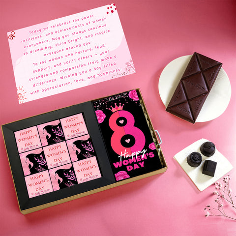TinyGlads Women's Day Chocolate Box | 1 Chocolate Bar & 9 Assorted Truffles