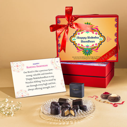 Rakhi Gift Box with Chocolates & Designer Rakhi – SweetBond Edition