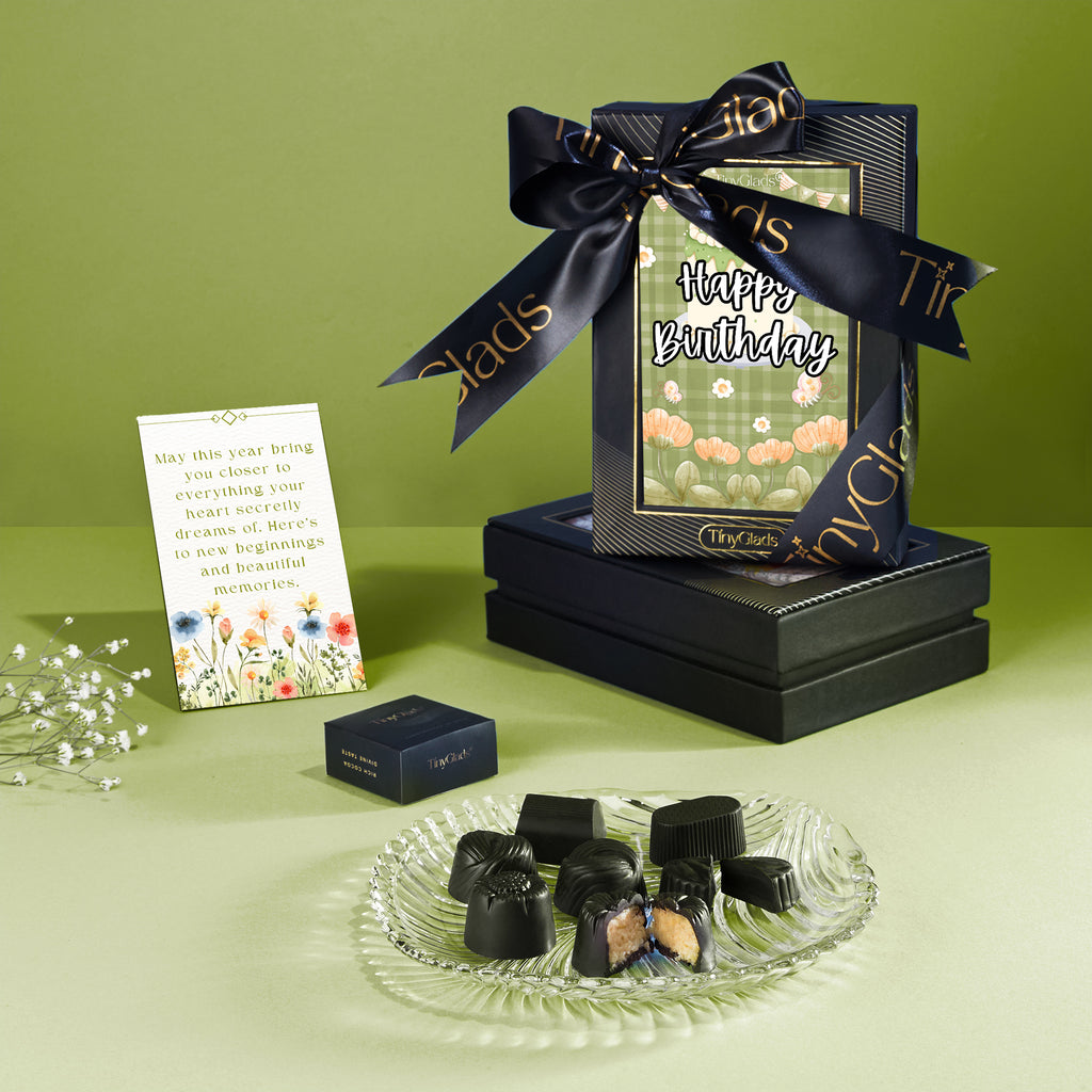 Luxury chocolate truffle gift box with premium birthday presentation