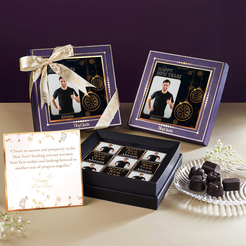 TinyGlads Personalized Happy New Year Chocolate Gift Box | 9 Truffles