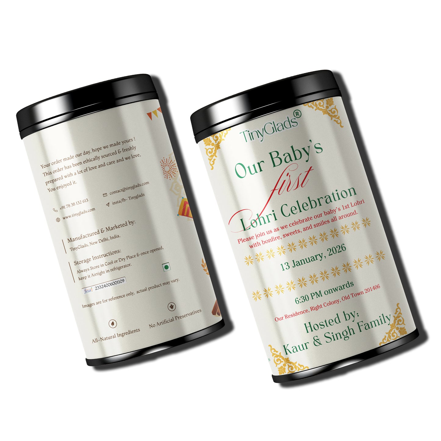TinyGlads Custom Baby's First Lohri Celebration Jar