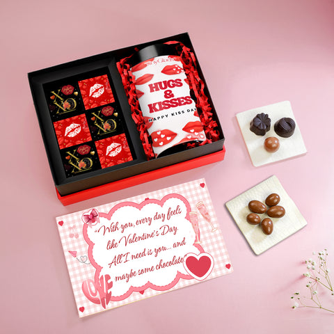 Love Filled Valentine Chocolate Gift Box with Jar & 6 Decadent Truffles