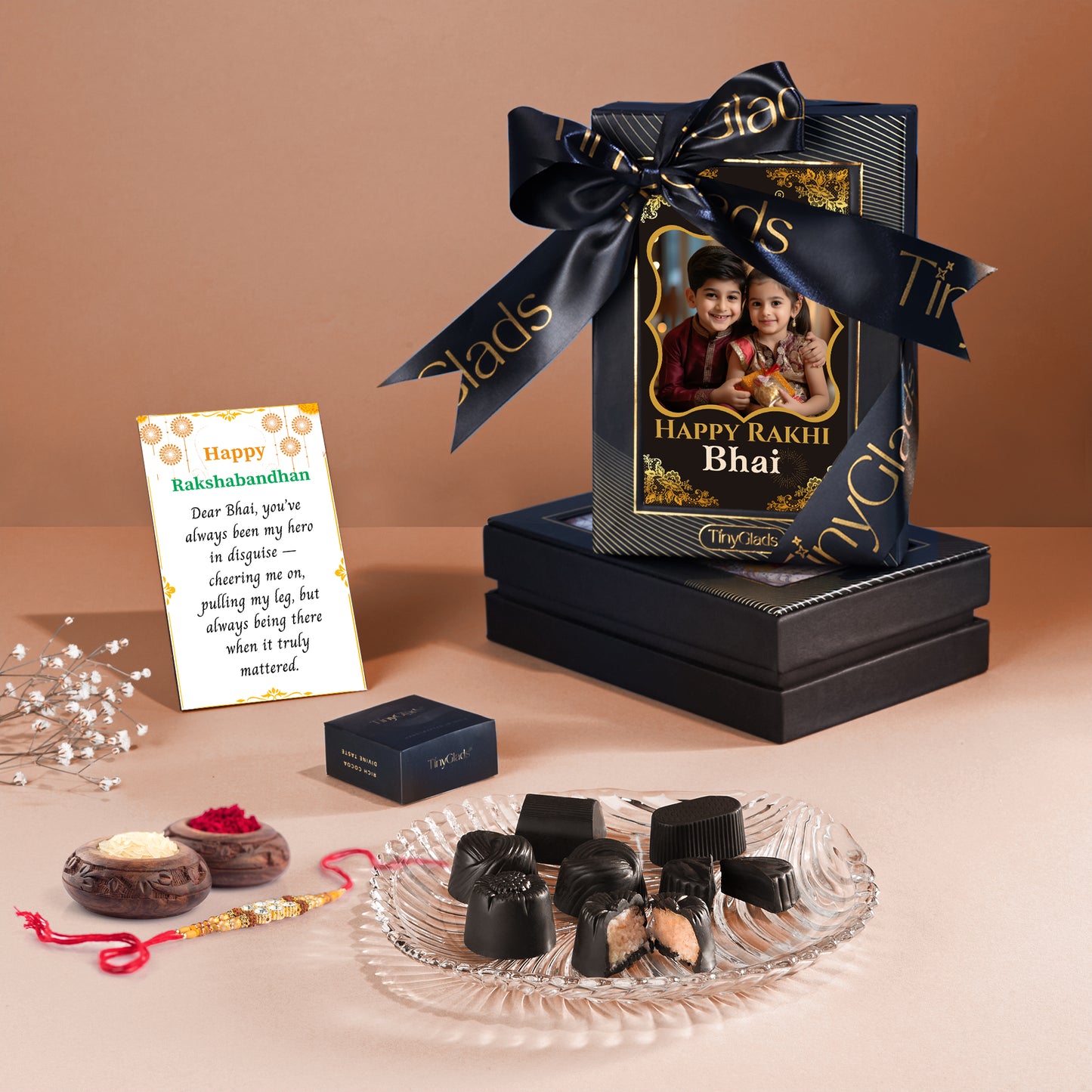 Personalized Chocolate Gift with Rakhi – Raksha Bandhan Surprise Box