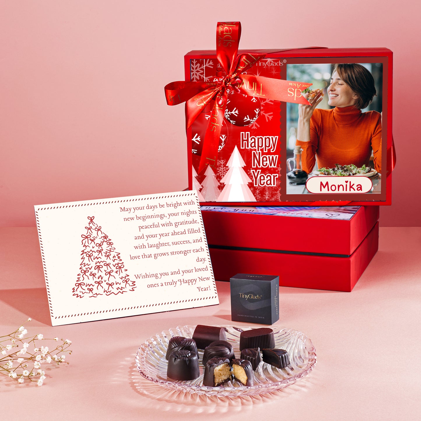 New Year Celebration Photo Chocolate Box – Custom Name Gift