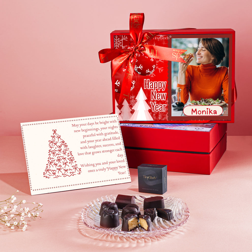New Year Celebration Photo Chocolate Box – Custom Name Gift