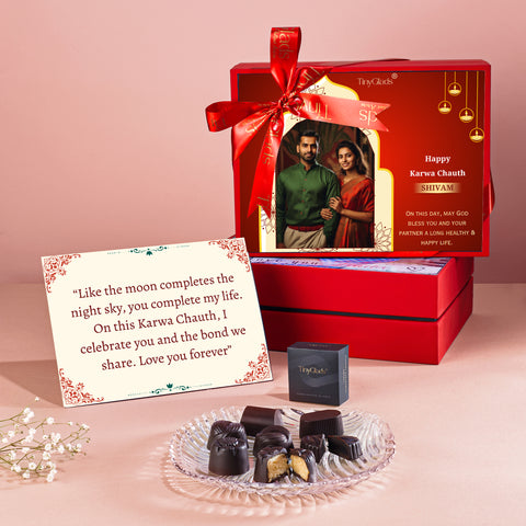Premium Karwa Chauth Chocolate Box with 12 Handcrafted Chocolates