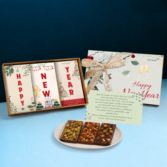 TinyGlads Christmas & New Year Chocolate Gift Box | 3 Premium Bars