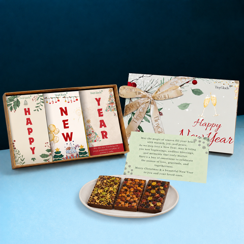 TinyGlads Christmas & New Year Chocolate Gift Box | 3 Premium Bars