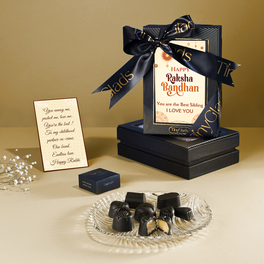 TinyGlads Rakhi Wishes Chocolate Gift Box | 6 Gourmet Truffles