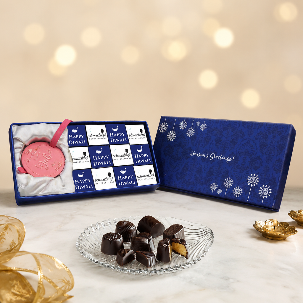 Corporate Diwali Gift Box | 12 Chocolate Truffles & Premium Big Diya