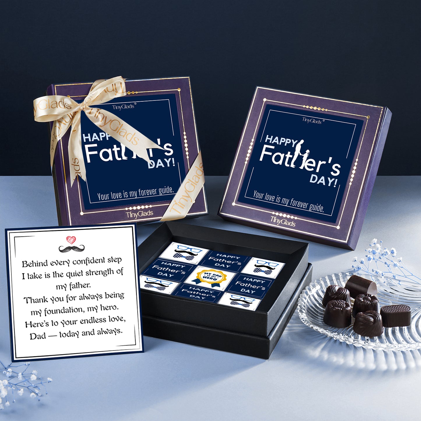 Father’s Day Chocolate Gift Box with Heartfelt Message Card – 9 Pcs Inside