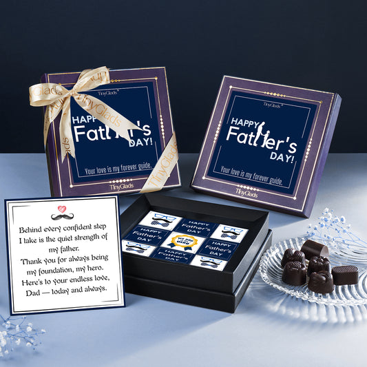 Father’s Day Chocolate Gift Box with Heartfelt Message Card – 9 Pcs Inside