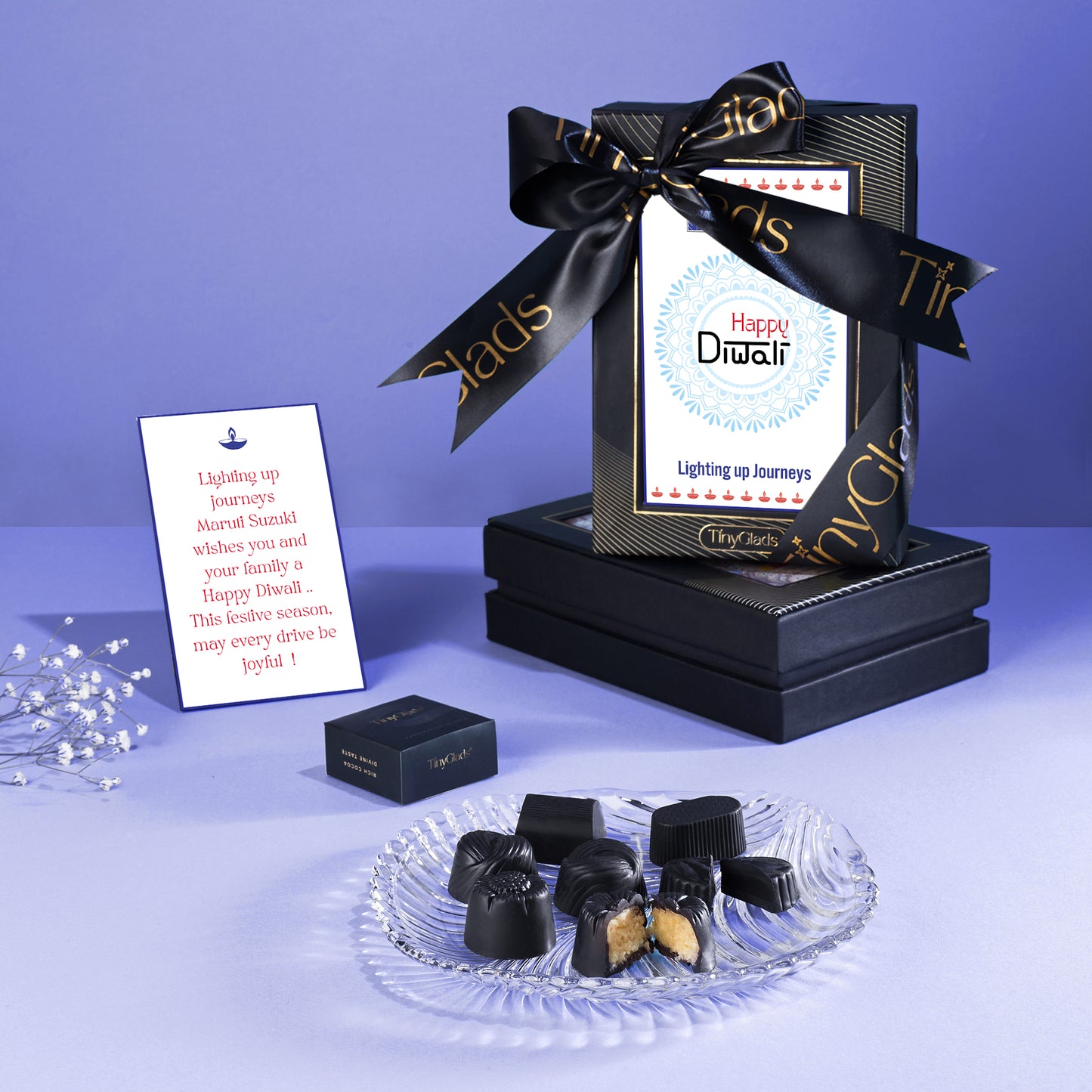 TinyGlads Personalized Diwali Corporate Chocolate Gift Box | 6 Assorted Gourmet Truffles