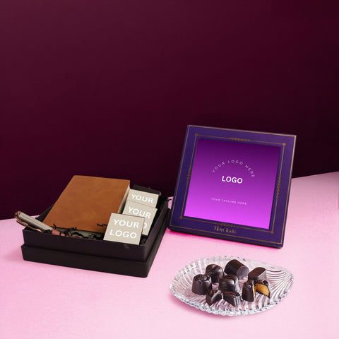 Personalised Corporate Gift Box – Diary, Pen & 3 Truffles with Logo Branding