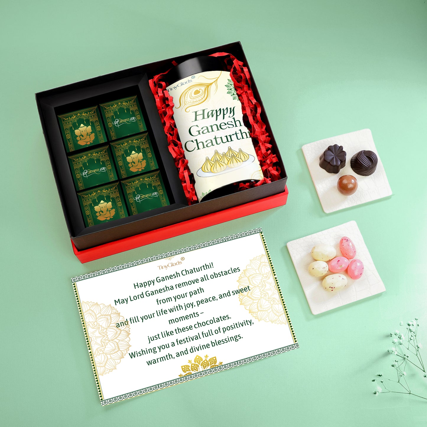 Ganesh Chaturthi Premium Box | Truffles with Chocolate Almond Jar