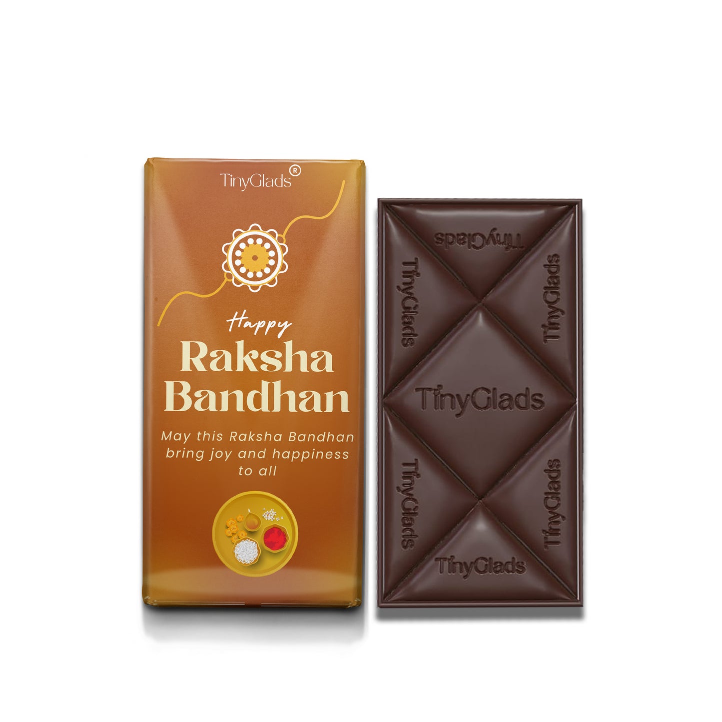 TinyGlads Happy Raksha Bandhan Chocolate Bar | Almond & Cranberry | 80g