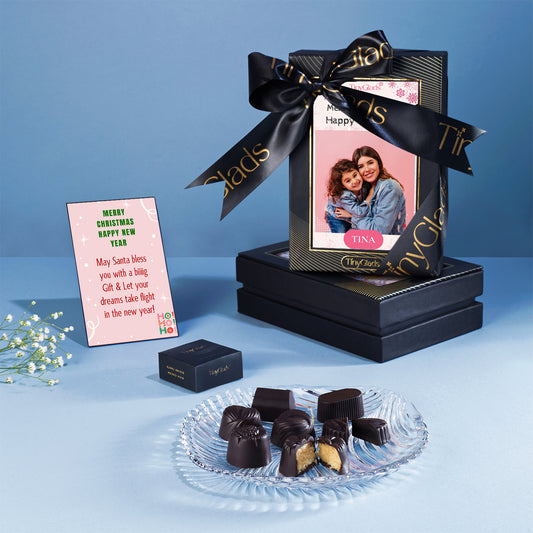 TinyGlads Custom Photo New Year Chocolate Gift Box | 6 Gourmet Truffles