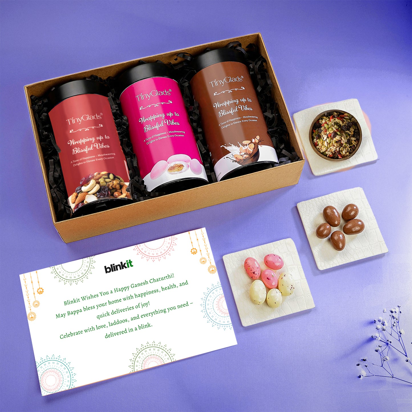 Ganesh Chaturthi Gourmet Jar Gift Hamper – 3 Premium Chocolate & Nut Jars