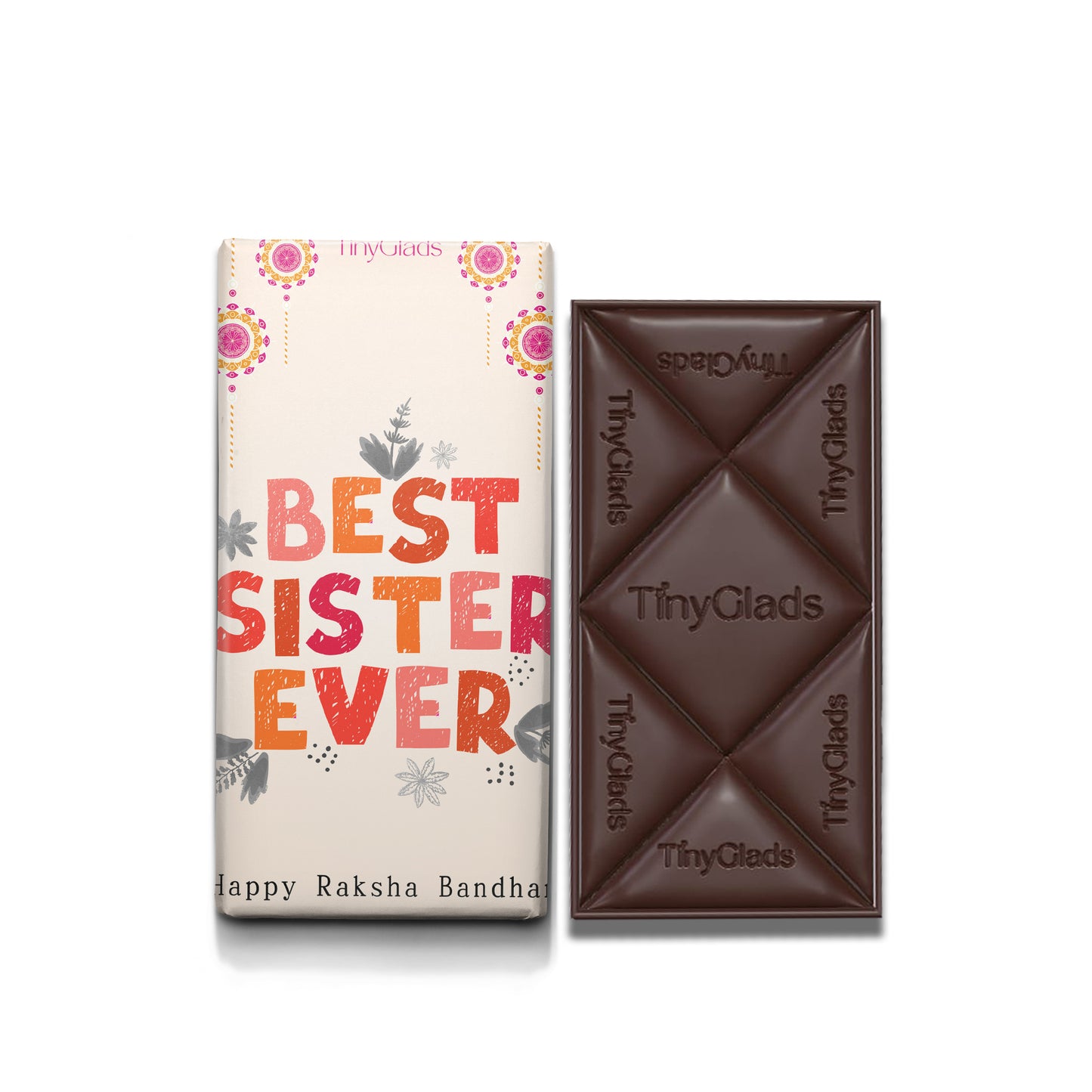 TinyGlads Best Sister Ever Chocolate Bar | Raksha Bandhan Special | 80g