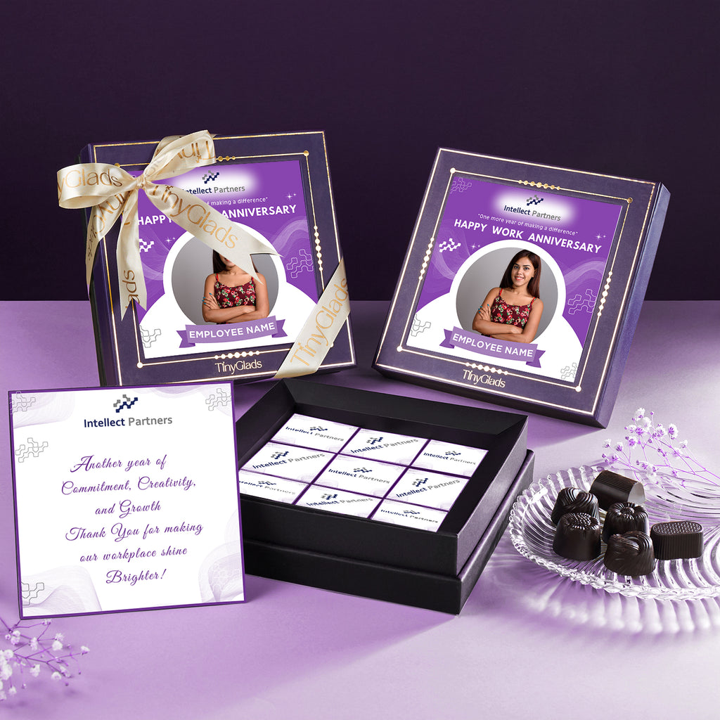 Personalized Employee Work Anniversary Corporate Chocolate Gift Box | 9 Pcs