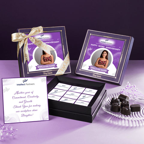 Personalized Employee Work Anniversary Corporate Chocolate Gift Box | 9 Pcs