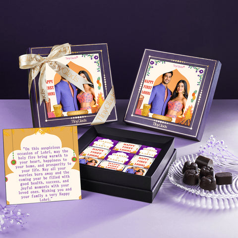 Personalized First Lohri Chocolate Gift Box | 9 Assorted Truffles