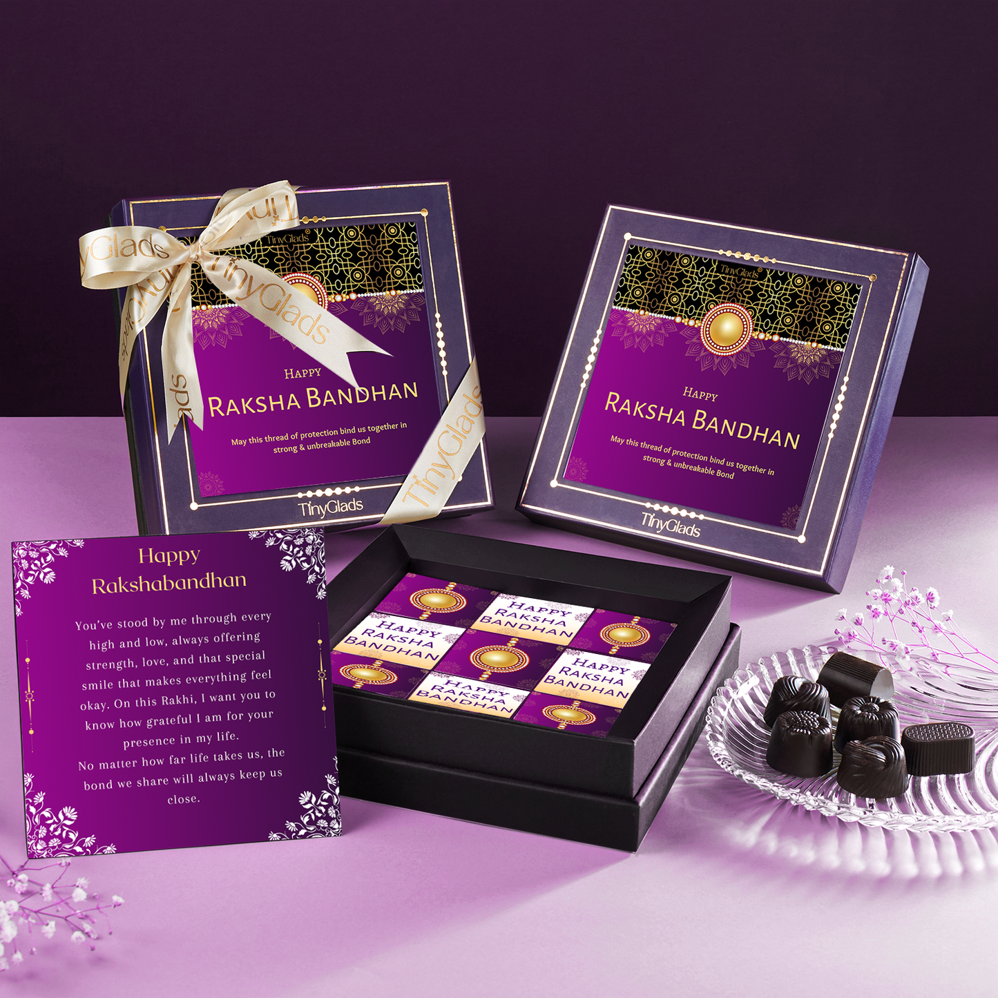 TinyGlads Royal Rakhi Chocolate Gift Box | 9 Gourmet Truffles