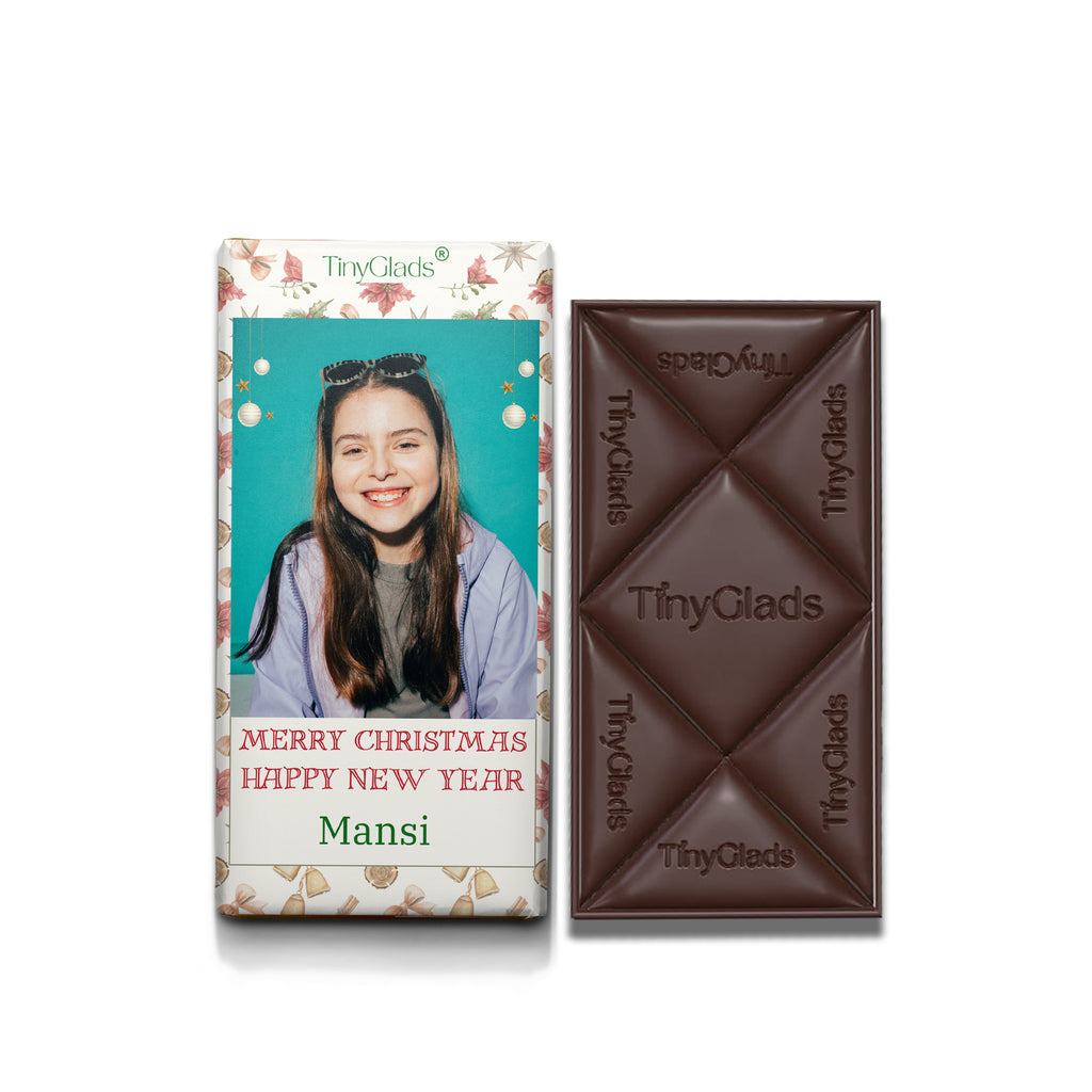 TinyGlads Personalized Holiday Memories Chocolate Bar | Custom Photo | 80g