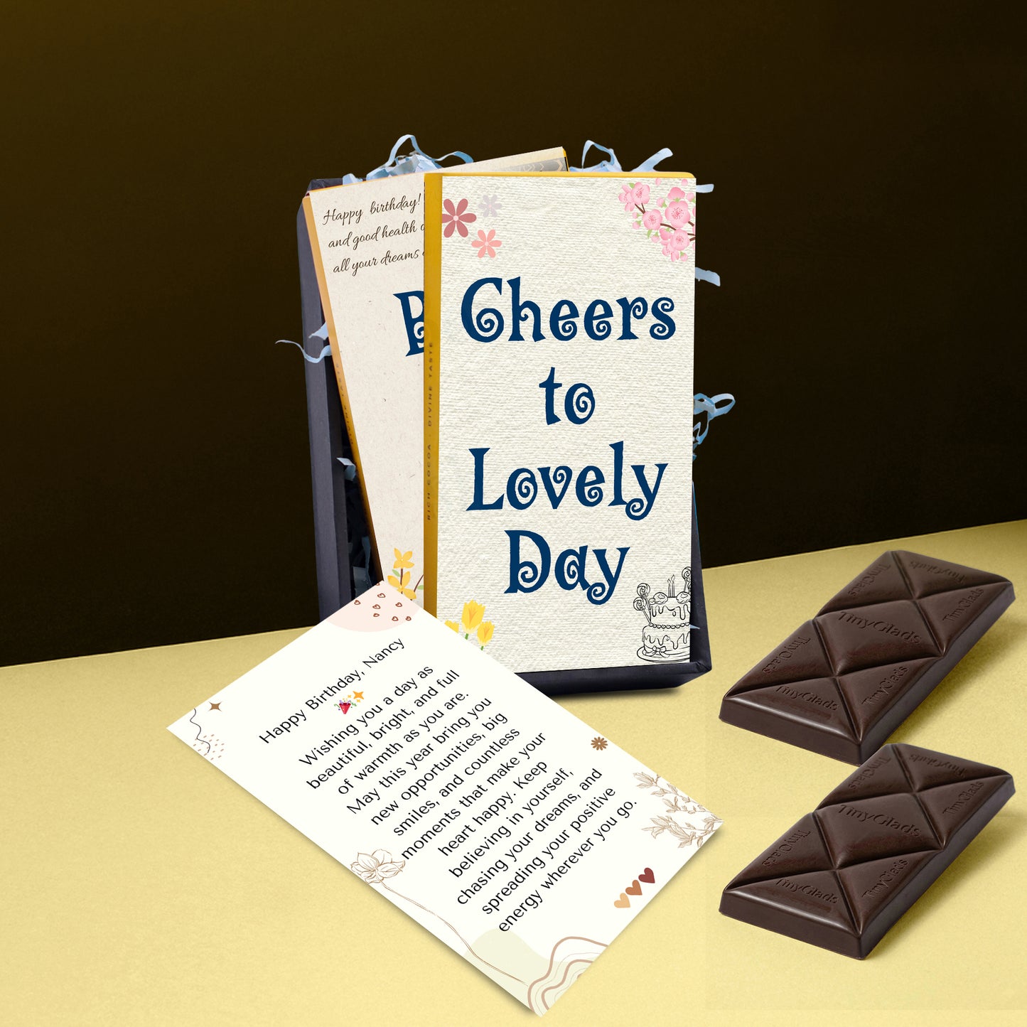 Birthday Chocolate Box with 2 Premium Bars | Personalized Photo Gift Hamper