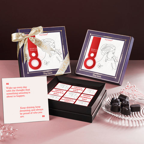 TinyGlads Happy Women's Day Chocolate Gift Box | 9 Premium Truffles