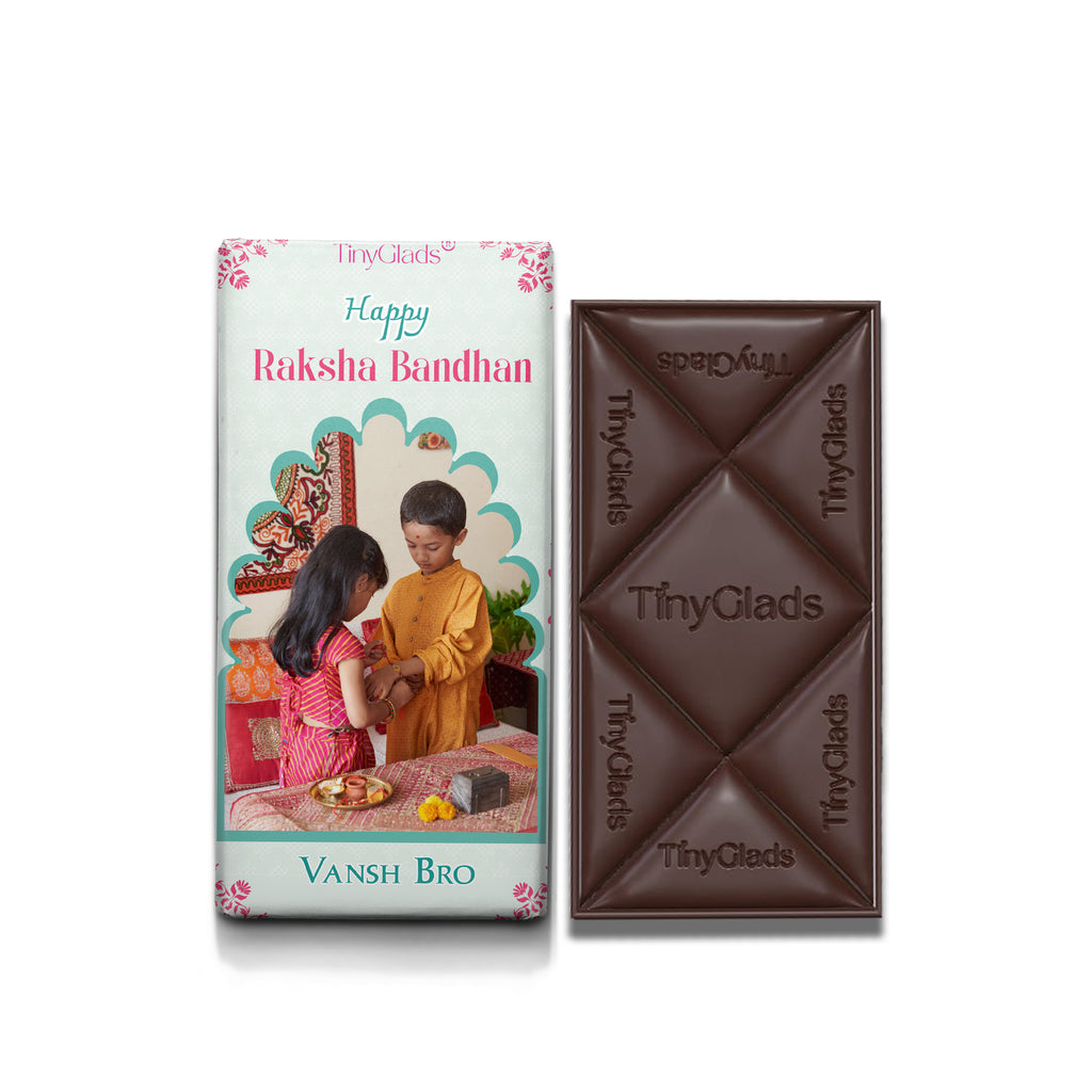 TinyGlads Personalized Raksha Bandhan Chocolate Bar | Custom Photo & Name | 80g