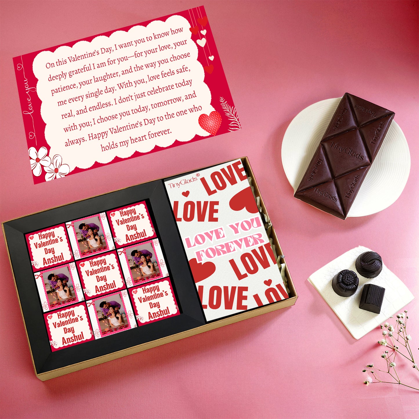 Premium Organic Chocolate Box with 9 Truffles & 1 Chocolate Bar
