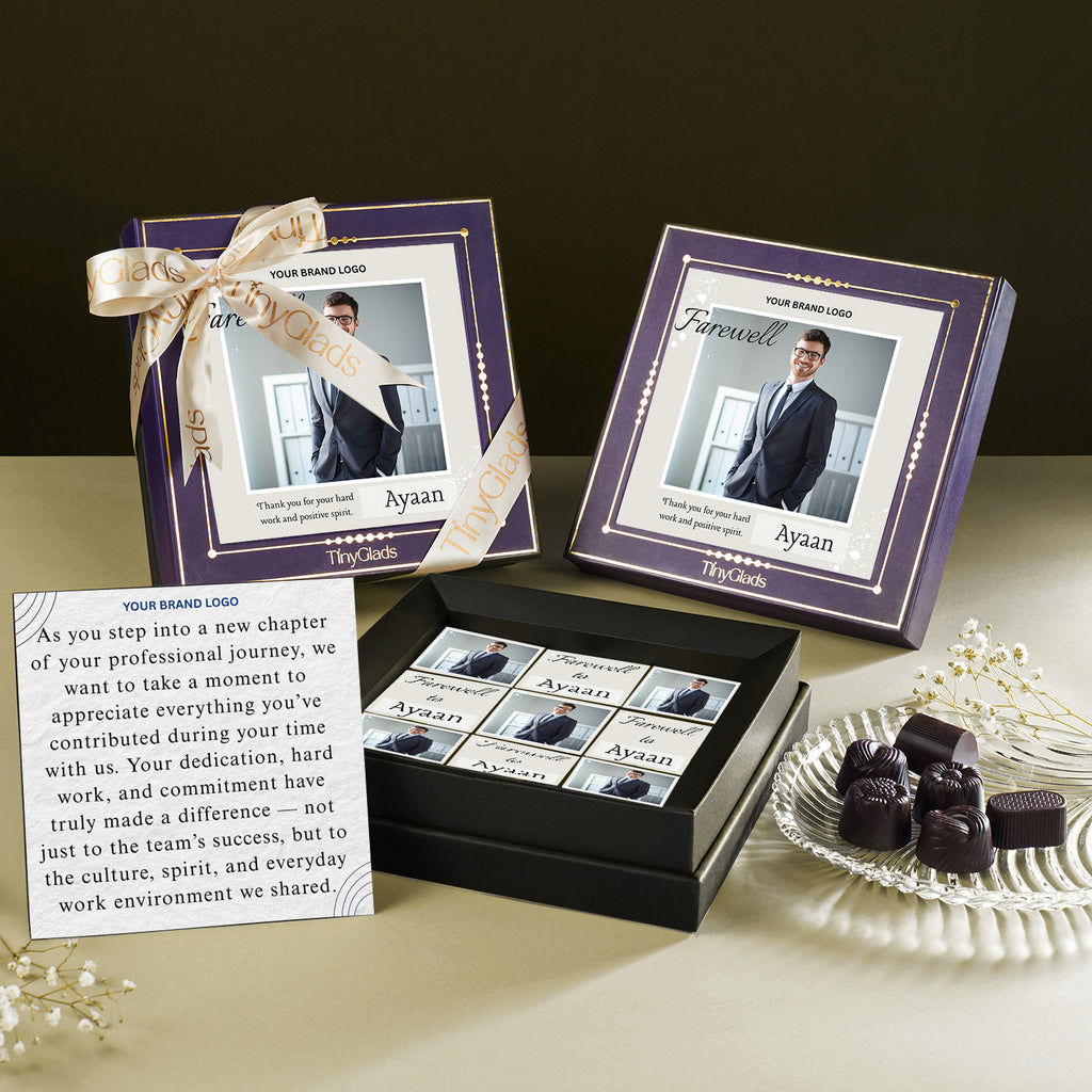 Custom Farewell Chocolate Box for Employees | 9 Pc Premium Collection